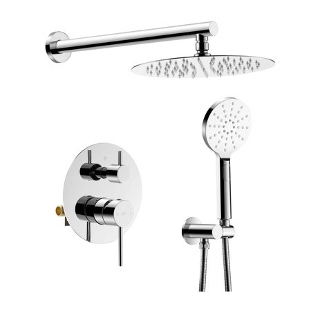 KIBI Circular Pressure Balanced 2-Function Shower System with Rough-In Valve, Chrome KSF403CH